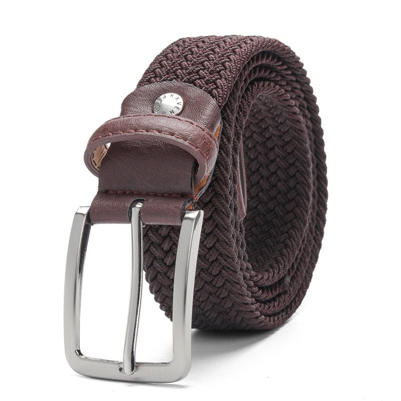 Elastic Canvas Belt for Men and Women - Dark Brown, 1-3/8" Wide - Quid Mart