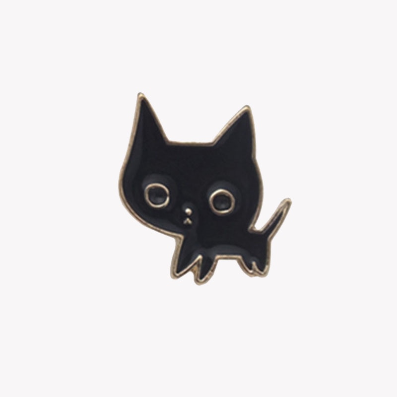 Cartoon Animal Brooches Black White Couple Cat Fish Bone Enamel Pins Clothes Collar Lapel Pin Bag Metal Badges Jewelry For Lover - Quid Mart