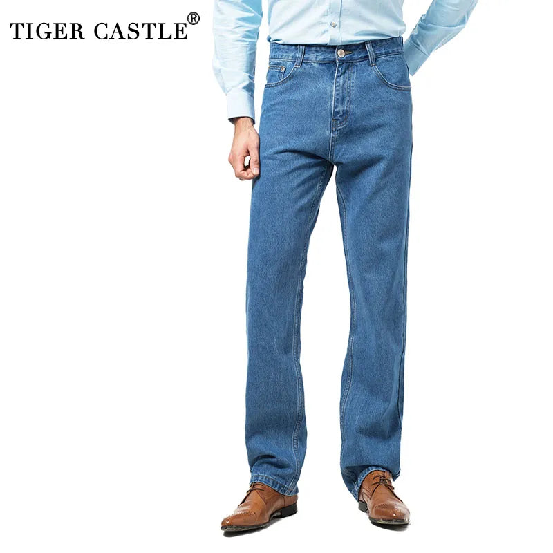 New Cotton Mens Business Jeans Classic Male Long Blue Denim Pants