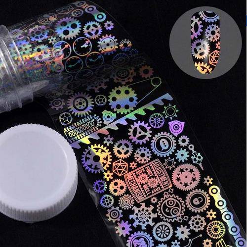 4*100cm/Roll Holographic Nail Foil Flame Dandelion Panda Bamboo Holo Nail Art Transfer Sticker Water Slide Nail Art Decals - Quid Mart