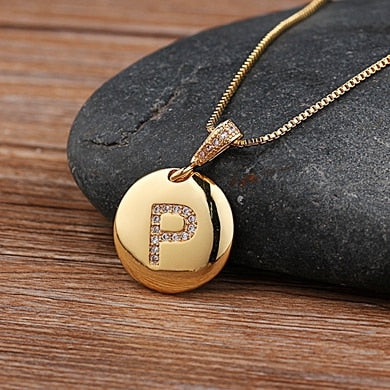 Nidin Top Quality Women Girls Initial Letter Necklace 26 A-Z Charm Neck Pendants Copper CZ Jewelry Personal Gifts Wholesale - Quid Mart