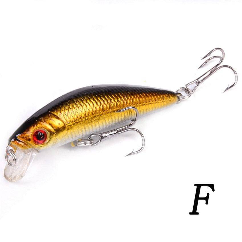 Aorace Minnow Fishing Lure 70mm 8g 3D Eyes Crankbait wobbler Artificial Plastic Hard Bait Fishing Tackle - Quid Mart