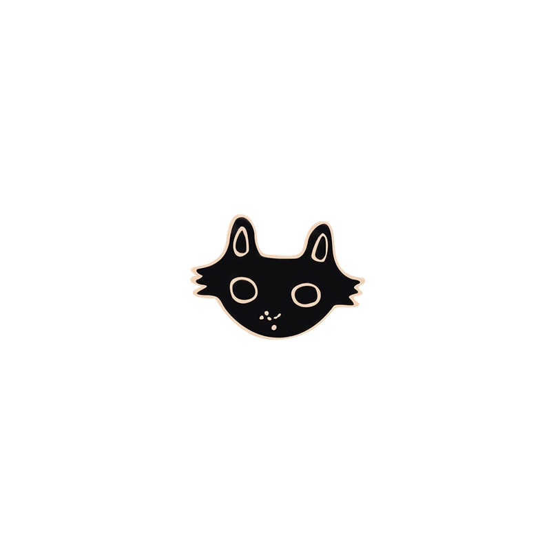 Cartoon Animal Brooches Black White Couple Cat Fish Bone Enamel Pins Clothes Collar Lapel Pin Bag Metal Badges Jewelry For Lover - Quid Mart