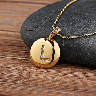 Nidin Top Quality Women Girls Initial Letter Necklace 26 A-Z Charm Neck Pendants Copper CZ Jewelry Personal Gifts Wholesale - Quid Mart