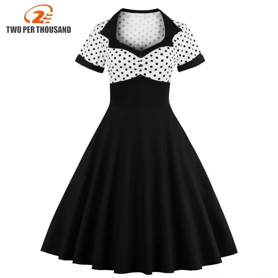 2018 Summer Women Dress Retro 1950s 60s Dress Female Polka Dots Pinup Rockabilly Sexy Party Dresses Vintage Tunic Vestidos Mujer