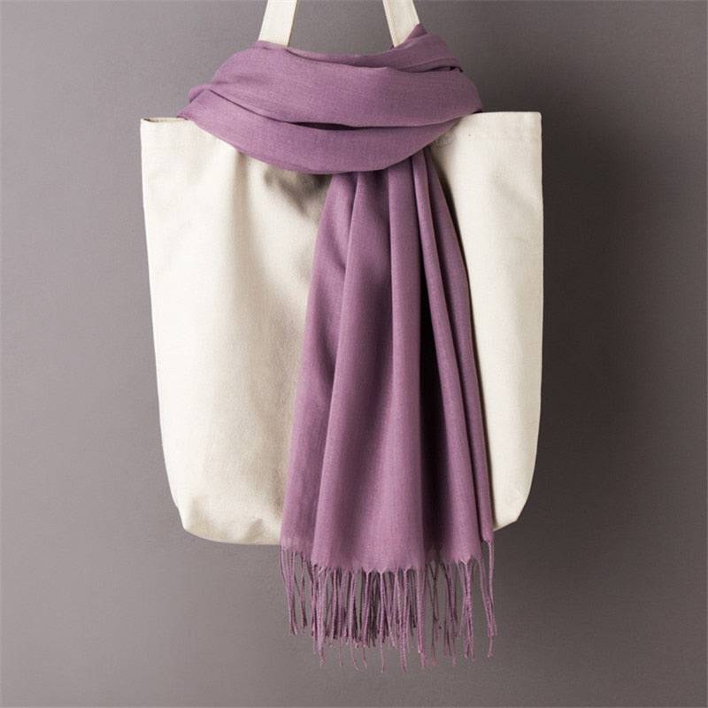 Winter Women's Cashmere Scarf: 2023 Fashion, Solid, Long Hijab, Shawl - Quid Mart