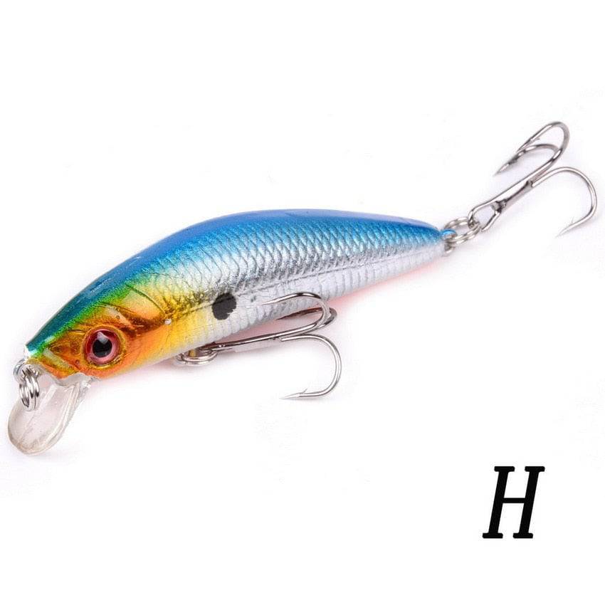 Aorace Minnow Fishing Lure 70mm 8g 3D Eyes Crankbait wobbler Artificial Plastic Hard Bait Fishing Tackle - Quid Mart