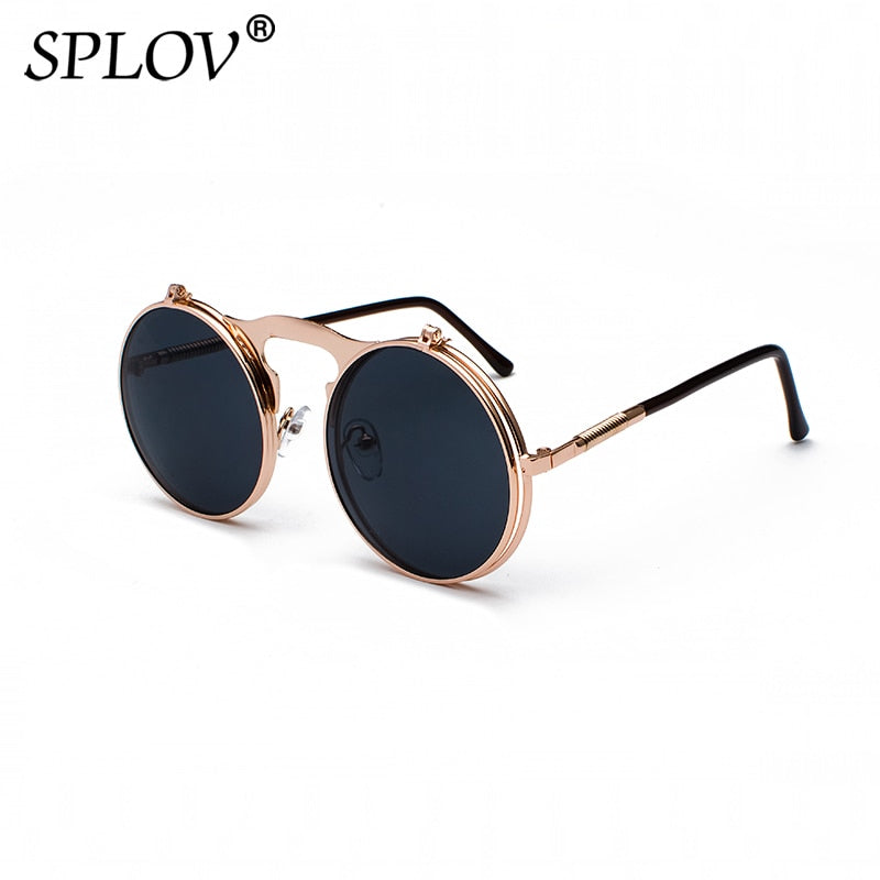 SPLOV Vintage Flip Sunglasses: Retro Round Metal Frame for Men and Women - Quid Mart