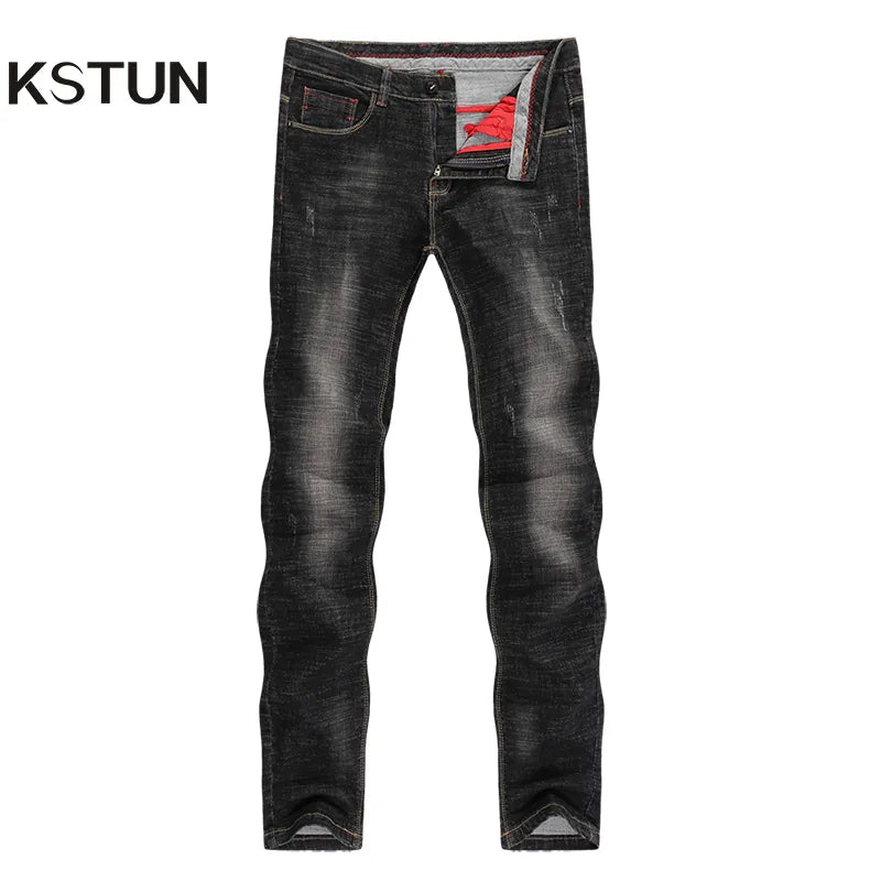Men Stretch Slim Straight Spring And Autumn Black Gray Men's Luxury Denim Jeans