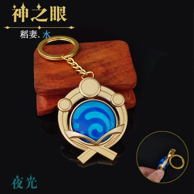 Game Genshin Impact Vision Lnazuma Ganyu Keqing Wendi Xiao Keychain Luminous 7 Element Weapons Eye Of Original God Toy KeyRing - Quid Mart