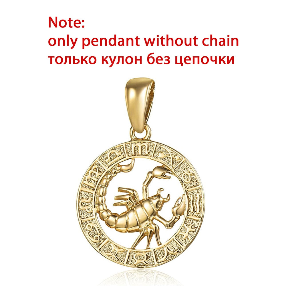 12 Zodiac Sign Constellations Pendants Necklaces For Women Men 585 Rose Gold Color Male Jewelry Fashion Birthday Gifts GPM16 - Quid Mart