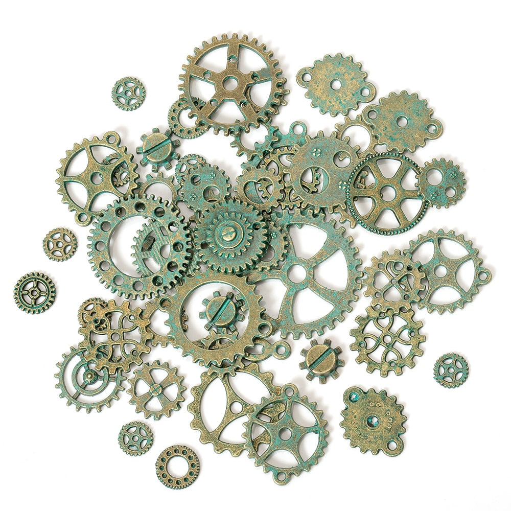 50g 100g Mixed Steampunk Gears Cogs Charms Pendant DIY Antique Metal Beads for Bracelets Crafts Jewelry Making Components - Quid Mart