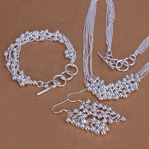 925 sterling Silver some model Valentine&#39;s Day gift necklace bracelet Earrings fashion jewelry sets for For Women Bridal wedding - Quid Mart