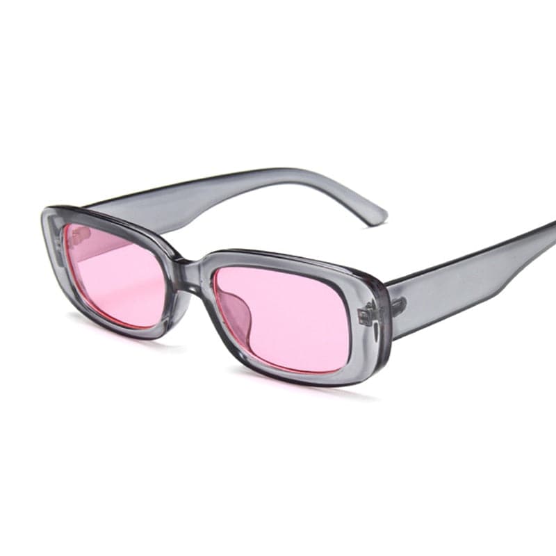 Luxury Brand Vintage Square Sunglasses: Small Rectangle, Gradient, Clear Mirror - Quid Mart