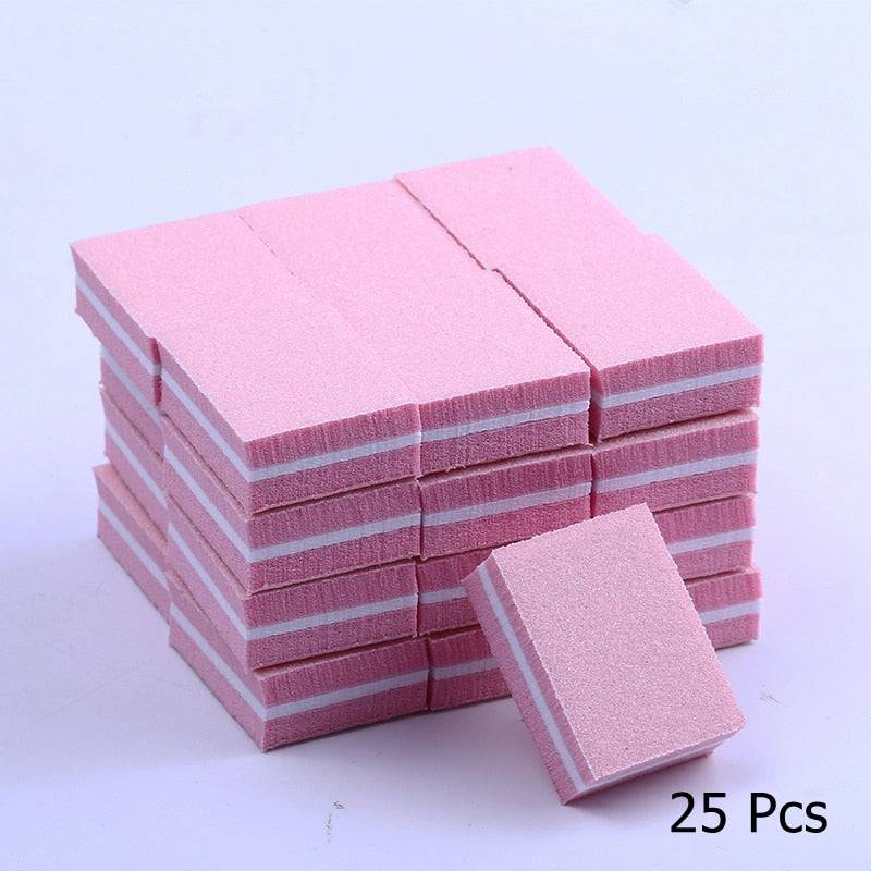 10/25/50pcs lot Double-sided Mini Nail File Blocks Colorful Sponge Nail Polish Sanding Buffer Strips Polishing Manicure Tools - Quid Mart