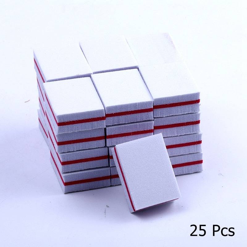 10/25/50pcs lot Double-sided Mini Nail File Blocks Colorful Sponge Nail Polish Sanding Buffer Strips Polishing Manicure Tools - Quid Mart