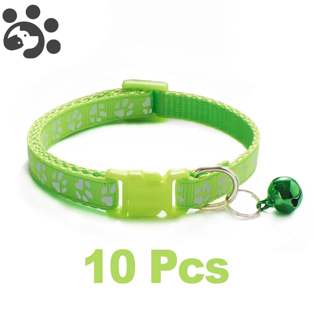 10Pcs Wholesale With Bell Collars Delicate Safety Casual Nylon Dog Collar Neck Strap Fashion Adjustable Bell Pet Cat Dog Collar - Quid Mart