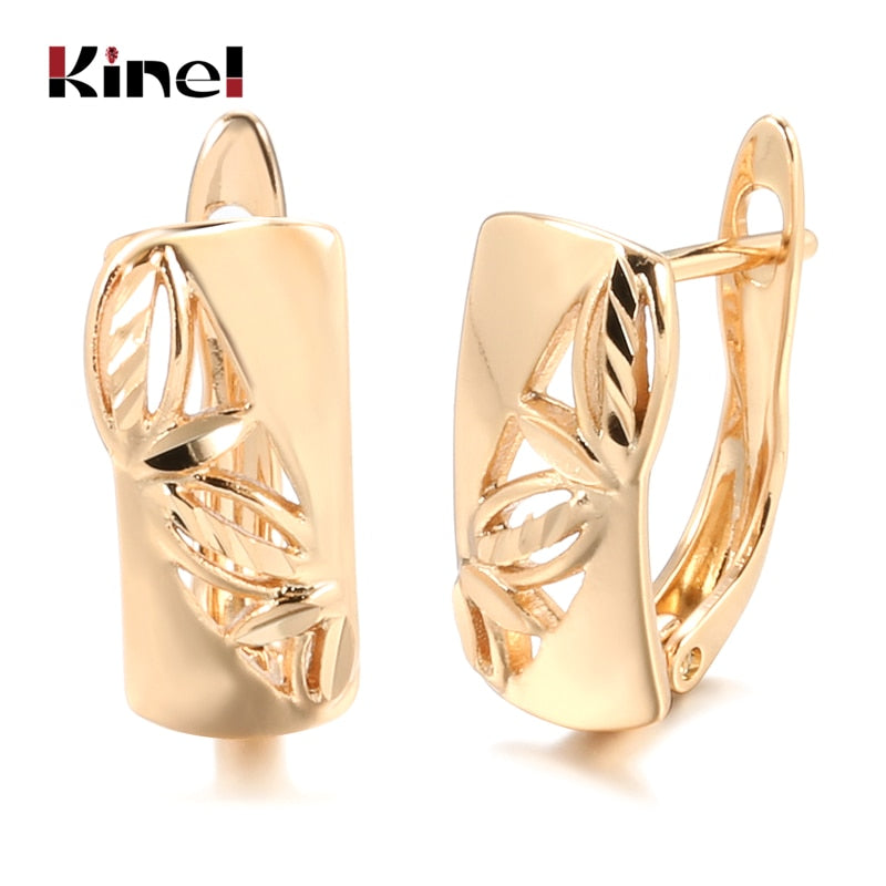 Kinel Hot Fashion Glossy Dangle Earrings 585 Rose Gold Simple Square Earrings For Women High Quality Daily Fine Jewelry - Quid Mart