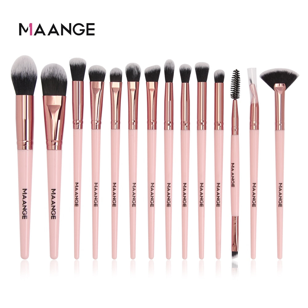 MAANGE Makeup Brushes Pro Pink Brush Set Powder EyeShadow Blending Eyeliner Eyelash Eyebrow Make up Beauty Cosmestic Brushes - Quid Mart