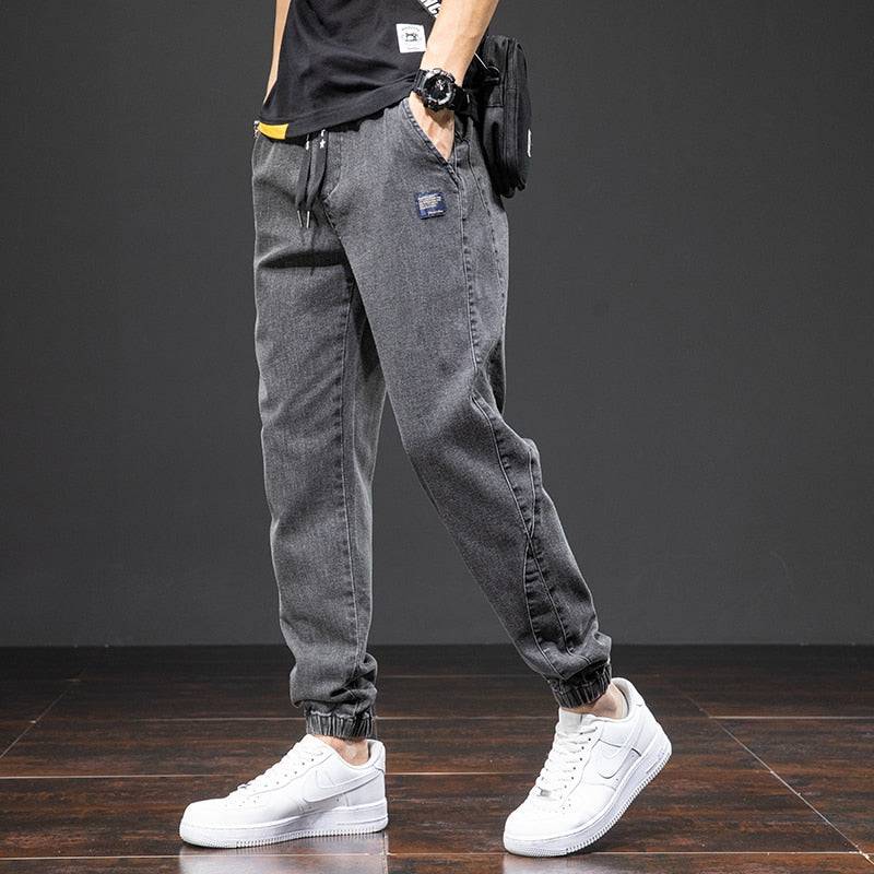 Men's Streetwear Cargo Jeans: Black & Blue, Sizes 6XL-8XL - Quid Mart