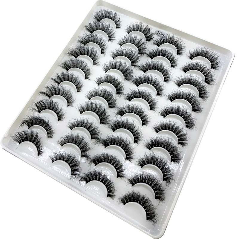 20 Pairs 18-25 mm 3d Mink Lashes Bulk Faux Thick Long Wispy Natural Mink Lashes Pack Short Wholesales Natural False Eyelashes - Quid Mart