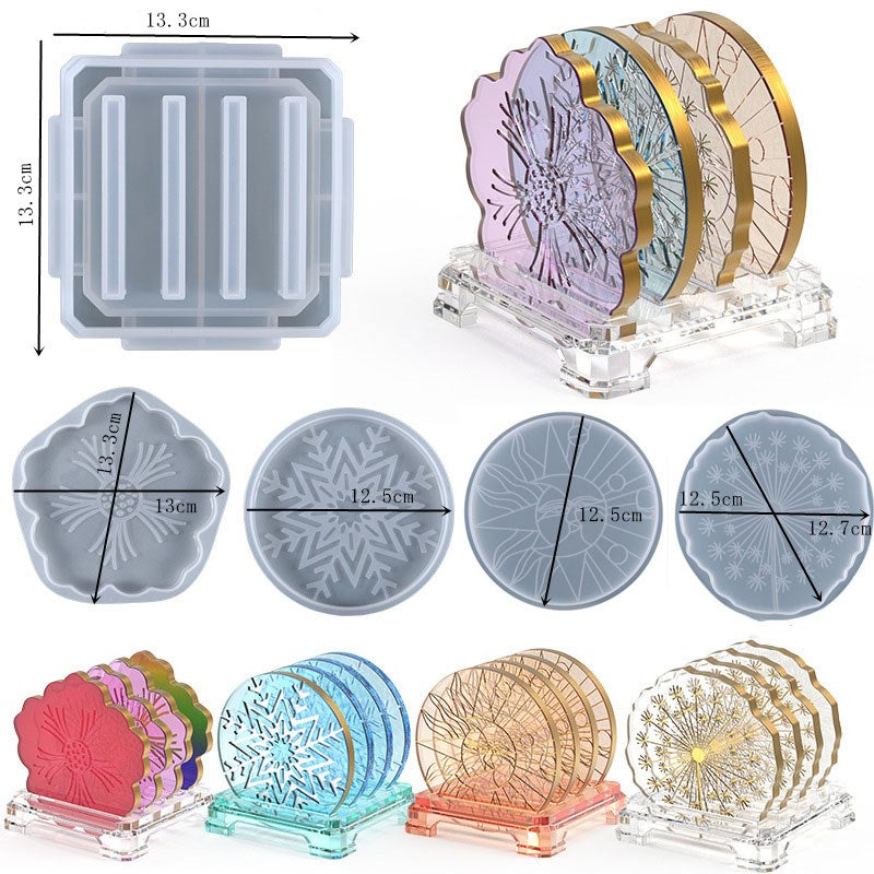 DIY Crystal Silicone Mold Three-layer Fruit Plate Tea Plate Disc Epoxy Resin Molds Cup Pad Mould For Resin Art Home Decoration - Quid Mart