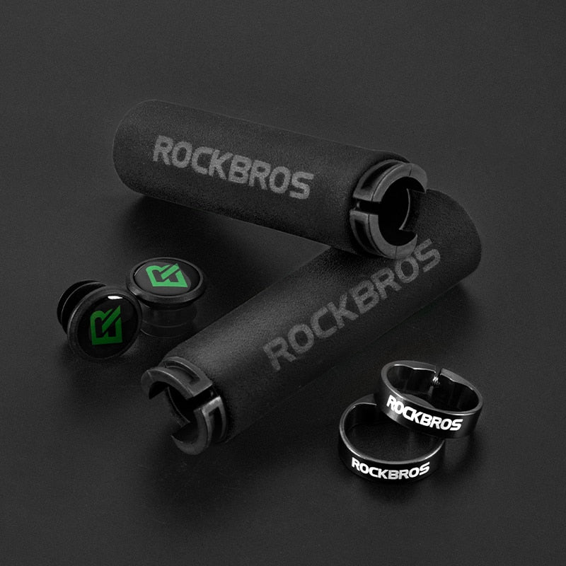 ROCKBROS Bicycle Grips MTB Silicone Sponge Handlebar Grips Anti-skid Shock-absorbing Soft Bike Grips Ultraight Cycling Handlebar - Quid Mart