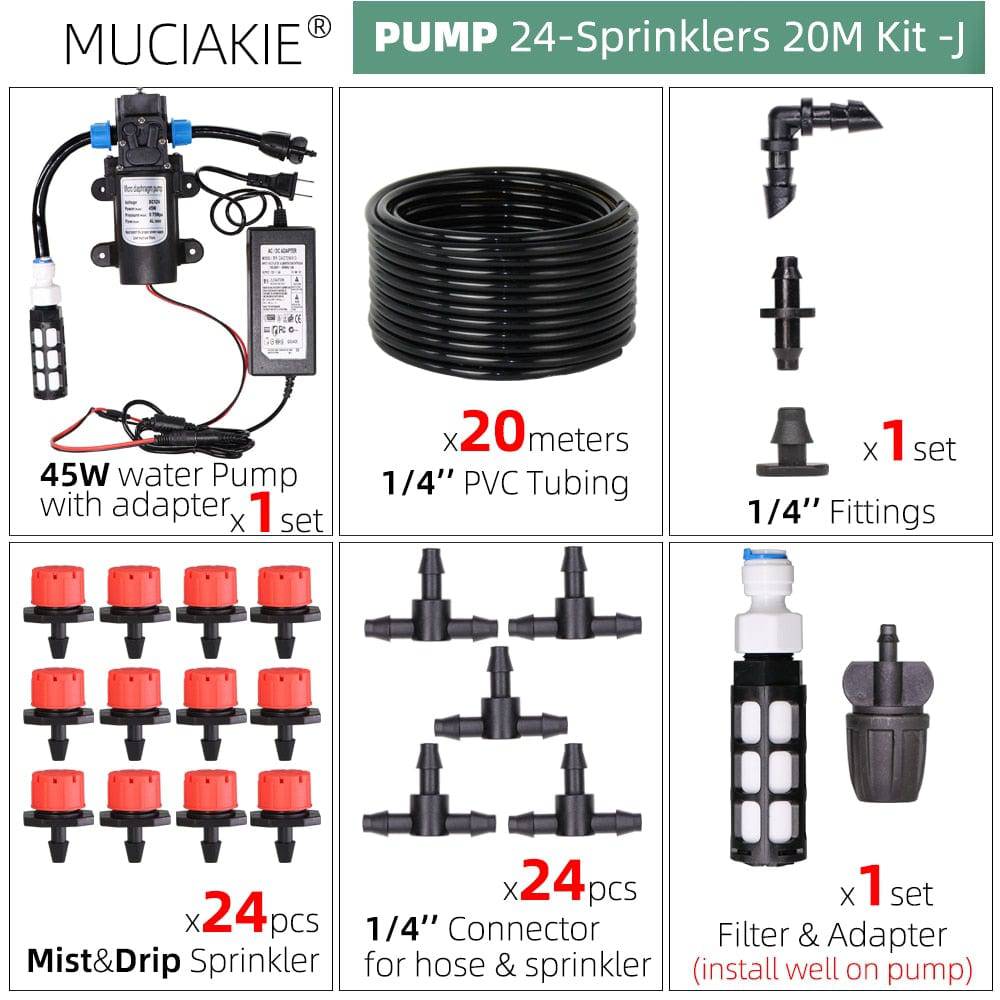 MUCIAKIE 50M-5M DIY Drip Irrigation System Automatic Watering Garden Hose Micro Drip Watering Kits with Adjustable Drippers - Quid Mart