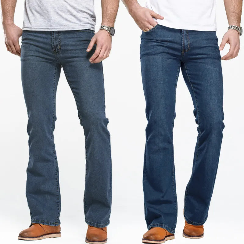 Men's Boot Cut Jeans Slightly Flared Slim Fit Blue Black Designer Denim Pants