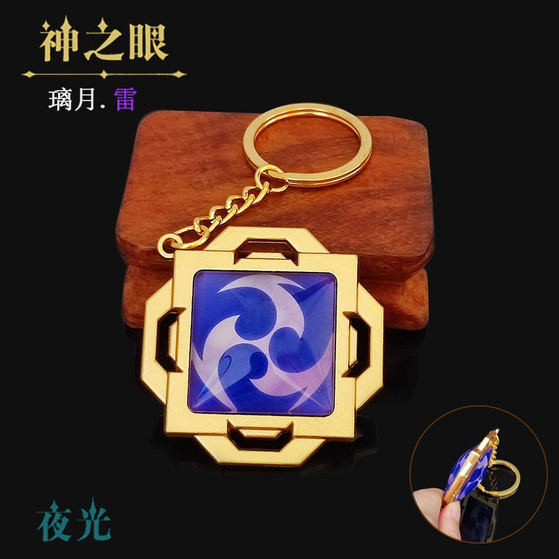 Game Genshin Impact Vision Lnazuma Ganyu Keqing Wendi Xiao Keychain Luminous 7 Element Weapons Eye Of Original God Toy KeyRing - Quid Mart