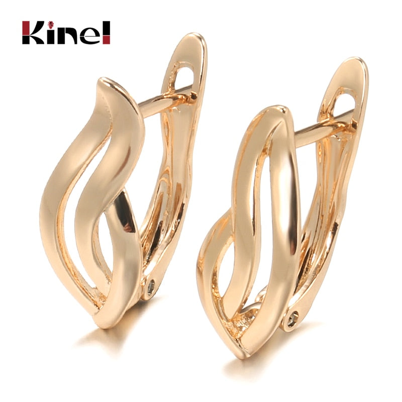 Kinel Hot Fashion Glossy Dangle Earrings 585 Rose Gold Simple Square Earrings For Women High Quality Daily Fine Jewelry - Quid Mart