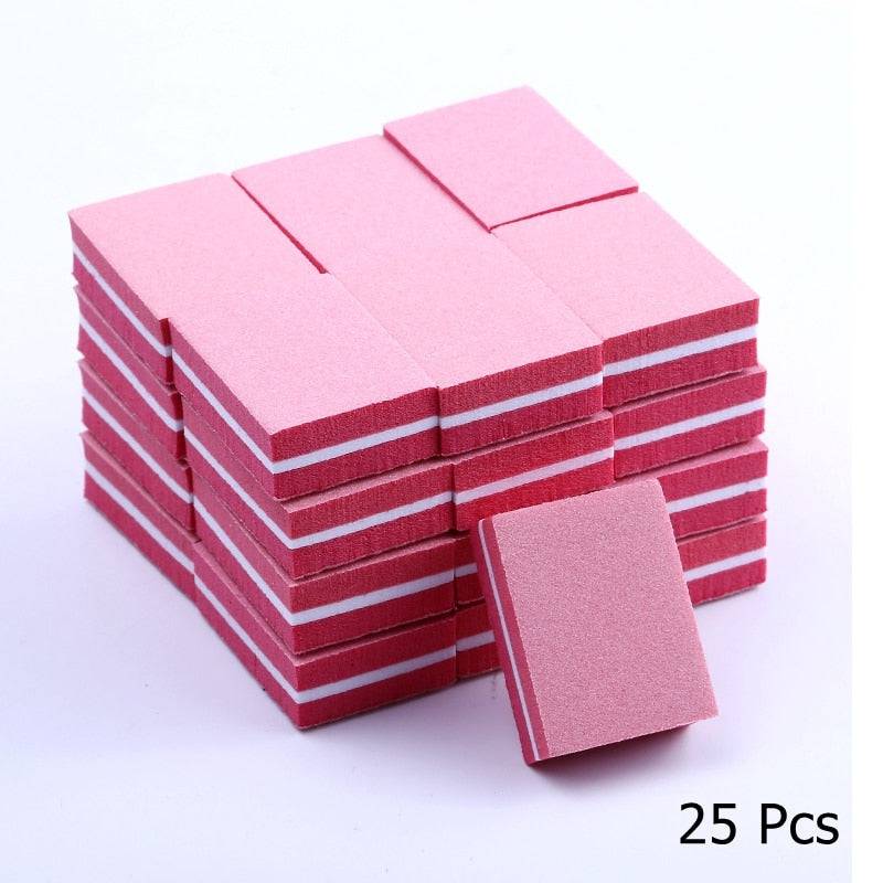 10/25/50pcs lot Double-sided Mini Nail File Blocks Colorful Sponge Nail Polish Sanding Buffer Strips Polishing Manicure Tools - Quid Mart