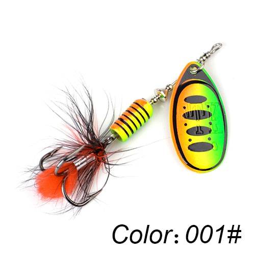 FTK 1pc Spinner Bait 7.5g 12g 17.5g Hard Spoon Bass Lures Metal Fishing Lure With Feather Treble Hooks For Pike Fishing - Quid Mart