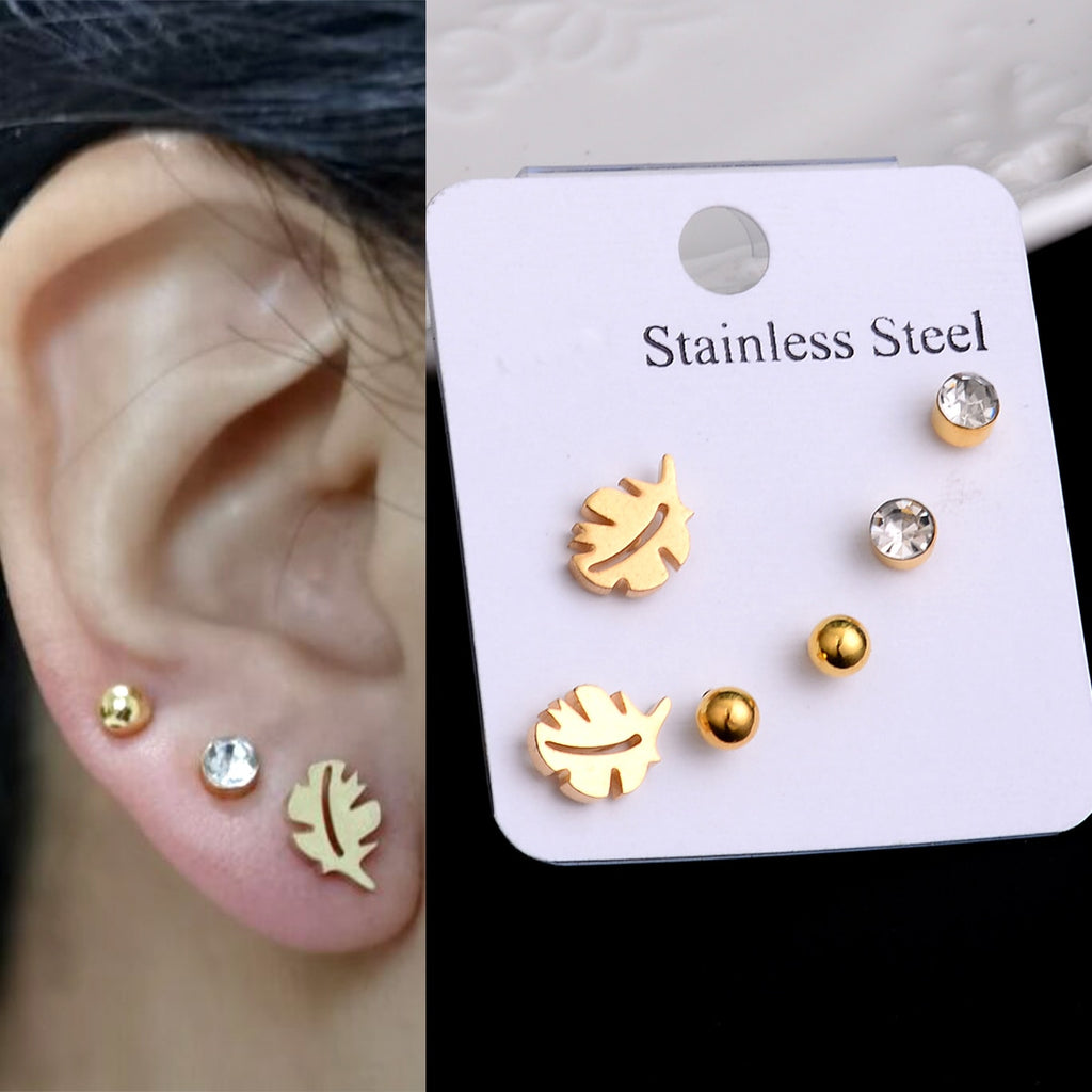 Stainless Steel Earrings Small Cute Butterfly Star Moon Heart Stud Earrings Set Punk Piercing Earing Women&#39;s Minimalist Jewelry - Quid Mart