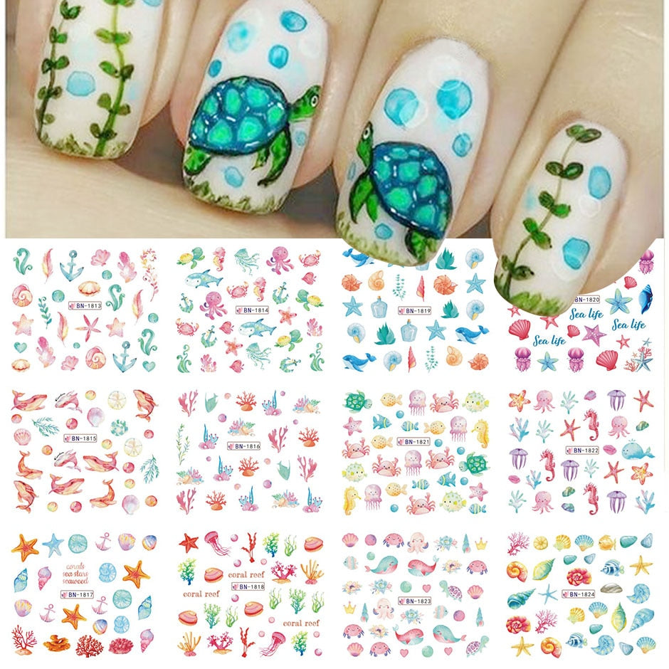 12pcs Valentines Manicure Love Letter Flower Sliders for Nails Inscriptions Nail Art Decoration Water Sticker Tips GLBN1489-1500 - Quid Mart