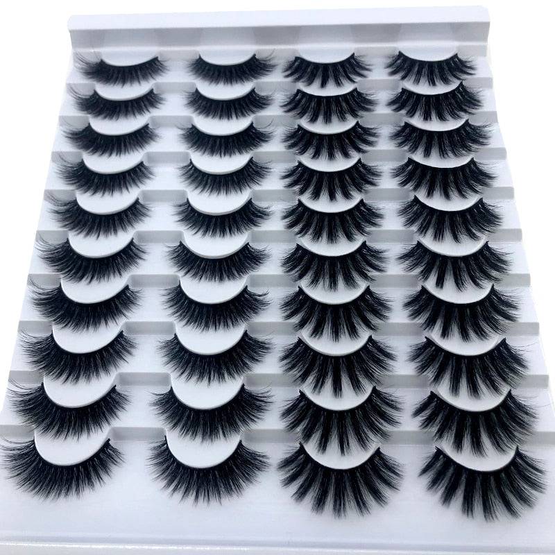 New 20 pairs natural false eyelashes fake lashes long makeup 3d mink eyelashes eyelash extension mink eyelashes for beauty - Quid Mart