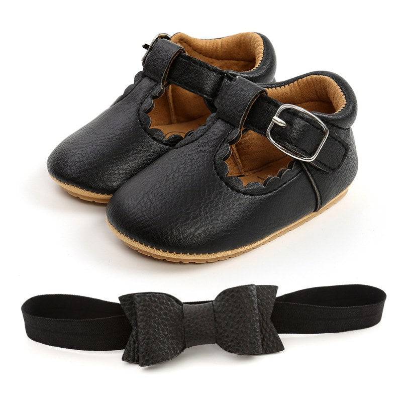 Sequins Baby Shoes: Leather Toddler First Walkers and Headband - Quid Mart