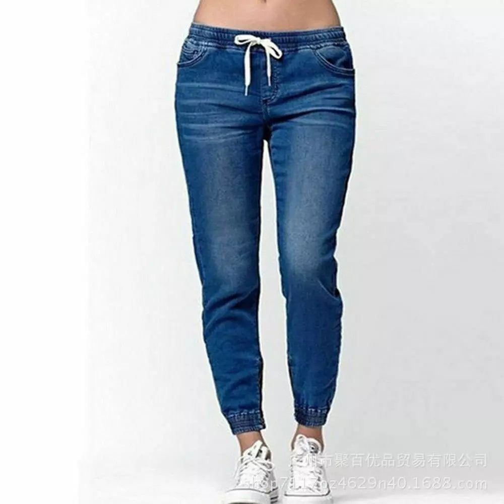 Casual Jogger Pants 2020 Elastic Sexy Skinny Pencil Jeans For Women Leggings Jeans High Waist Women's Denim Drawstring Pants
