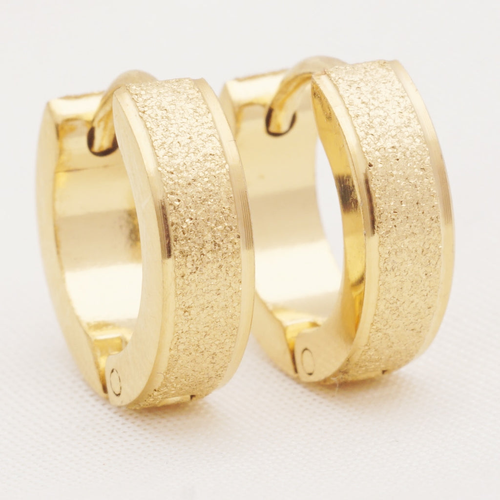 ESSFF 1Pair Stainless Steel Circle Hoop Earrings for Women and Men Gold Color Fashion Jewelry Wholesale - Quid Mart