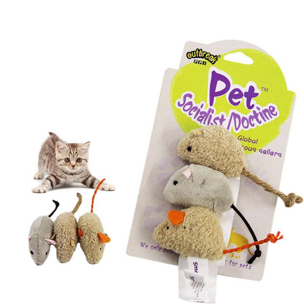 3pcs New Plush Simulation Mouse Cat Toy Plush Mouse Cat Scratch Bite Resistance Interactive Mouse Toy Playing Toy For Cat Kitten - Quid Mart