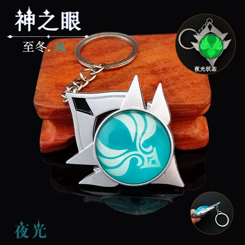 Game Genshin Impact Vision Lnazuma Ganyu Keqing Wendi Xiao Keychain Luminous 7 Element Weapons Eye Of Original God Toy KeyRing - Quid Mart