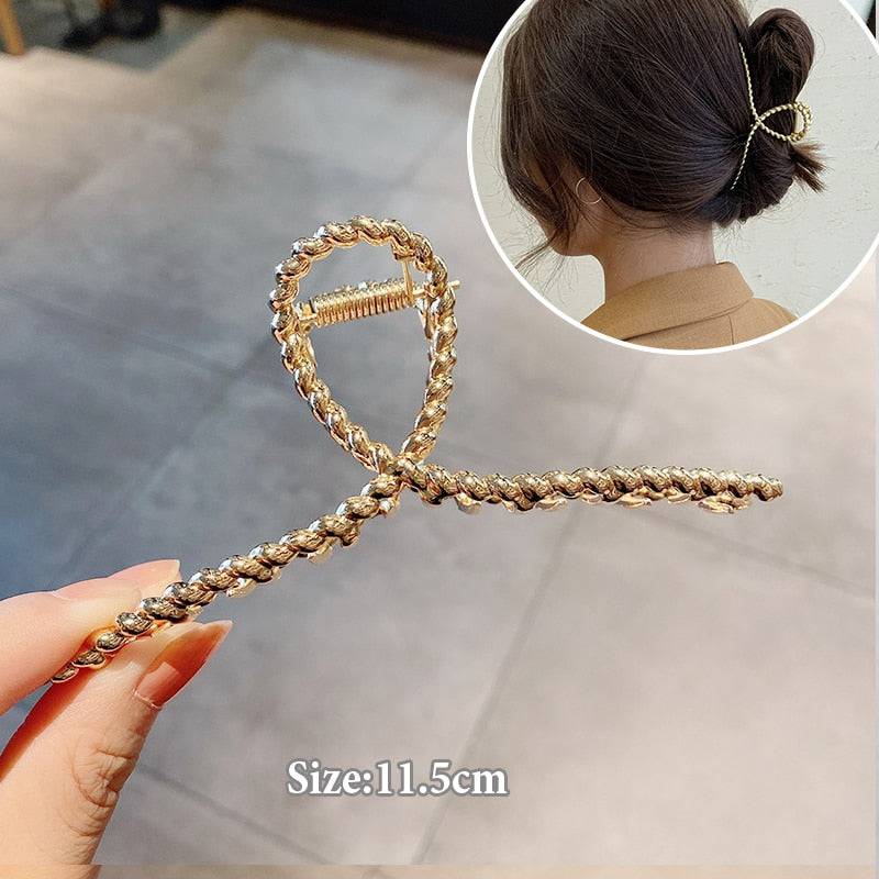 New Fashion Hair Claw Barrettes - Metal Geometric Design - Quid Mart