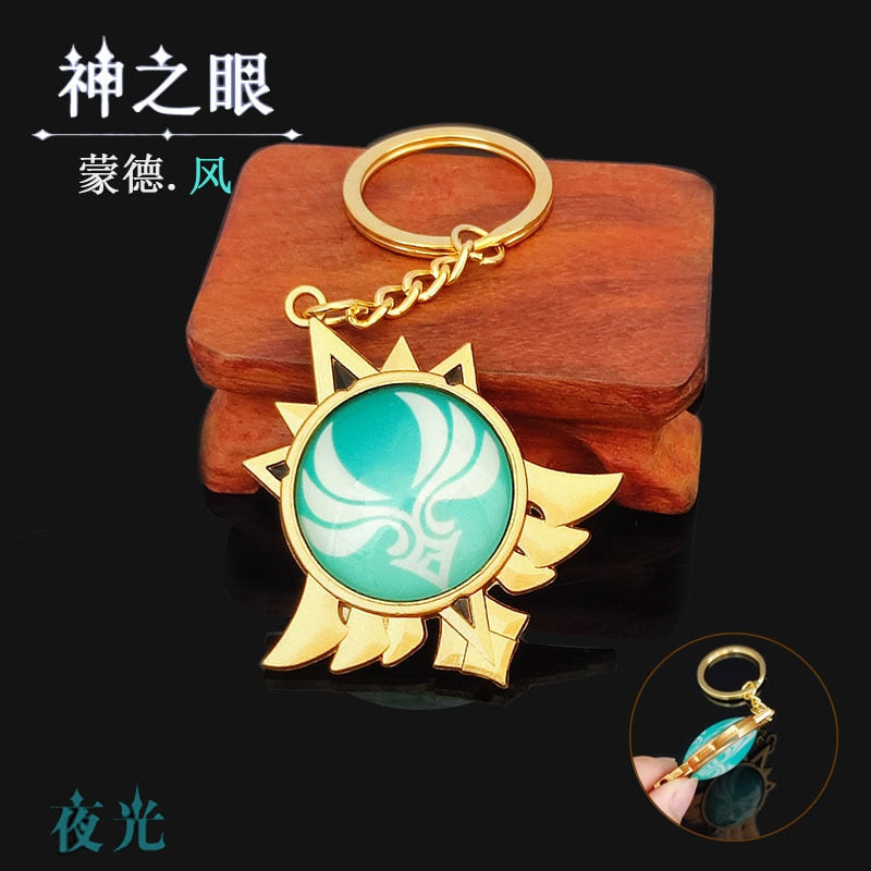 Game Genshin Impact Vision Lnazuma Ganyu Keqing Wendi Xiao Keychain Luminous 7 Element Weapons Eye Of Original God Toy KeyRing - Quid Mart