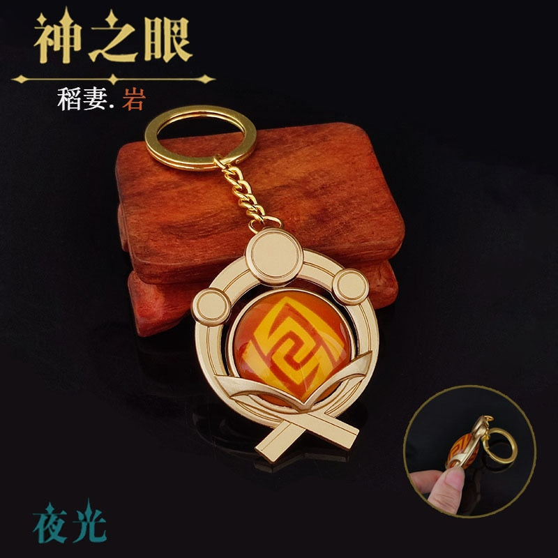 Game Genshin Impact Vision Lnazuma Ganyu Keqing Wendi Xiao Keychain Luminous 7 Element Weapons Eye Of Original God Toy KeyRing - Quid Mart