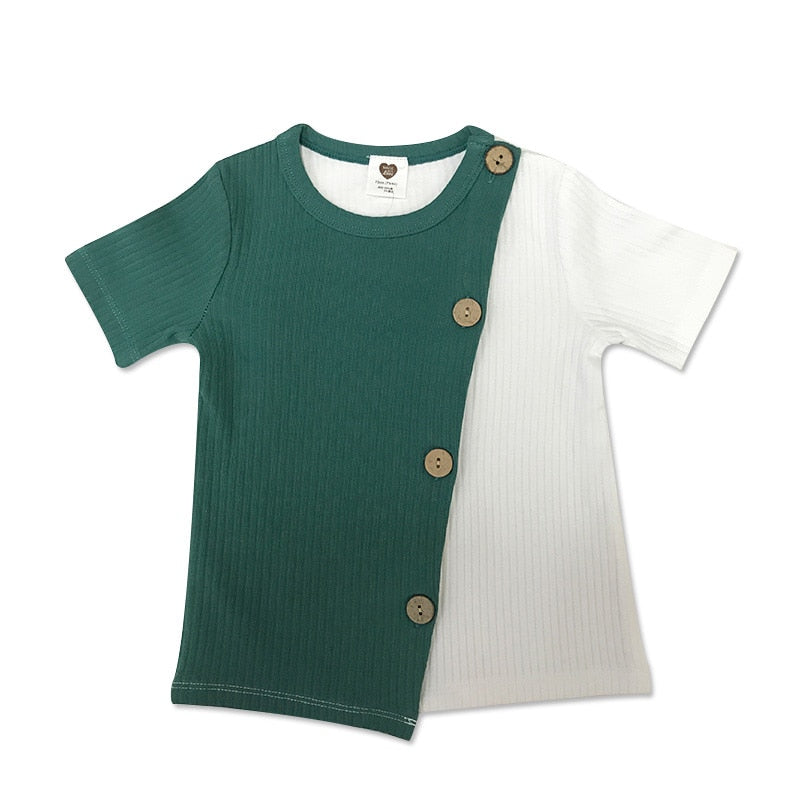 Kids T-shirt: Round Neck, Short Sleeves, Stylish, Ribbed - Quid Mart