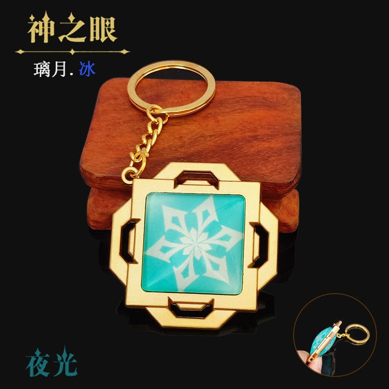 Game Genshin Impact Vision Lnazuma Ganyu Keqing Wendi Xiao Keychain Luminous 7 Element Weapons Eye Of Original God Toy KeyRing - Quid Mart