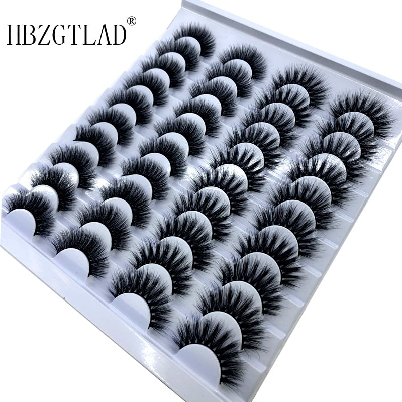 20 Pairs 18-25 mm 3d Mink Lashes Bulk Faux Thick Long Wispy Natural Mink Lashes Pack Short Wholesales Natural False Eyelashes - Quid Mart