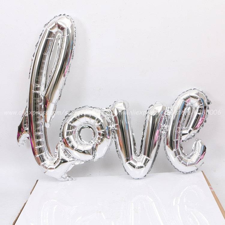 Ligatures Love Letter Foil Balloon Anniversary Wedding Valentines Birthday Party Decoration Champagne Cup Photo Props - Quid Mart