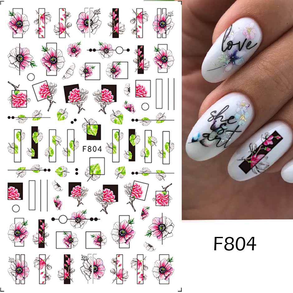 1pcs 3D Nail Sticker Black Heart Love Self-Adhesive Slider Letters Nail Art Decorations Stars Decals Manicure Accessories GLF740 - Quid Mart