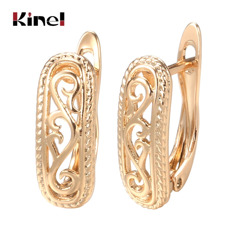 Kinel Hot Fashion Glossy Dangle Earrings 585 Rose Gold Simple Square Earrings For Women High Quality Daily Fine Jewelry - Quid Mart